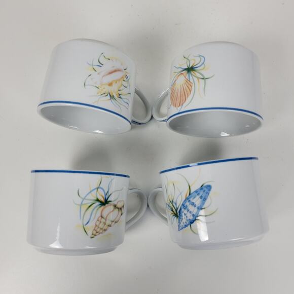 National Wildlife Federation Coffee Mugs White Beach Seashells Set of 4 Cups - Picture 15 of 16